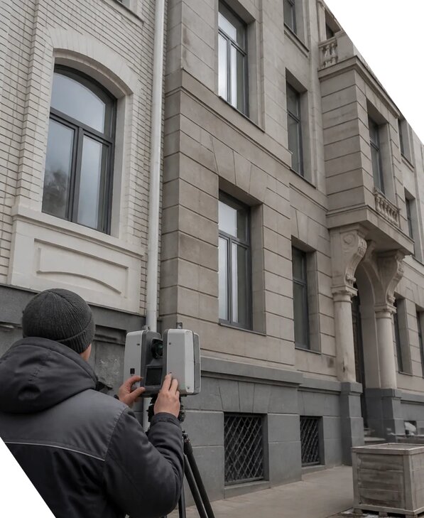 Лазерное сканирование фасадов зданий для обследования в Дзержинском